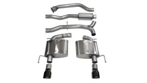 Cadillac ATS Sedan Performance Exhaust - Dual Rear - CORSA Performance - Cat-Back Sport Dual Rear Exit - Black - `13-`19